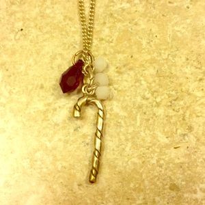 Silver candy cane necklace with red & white beads